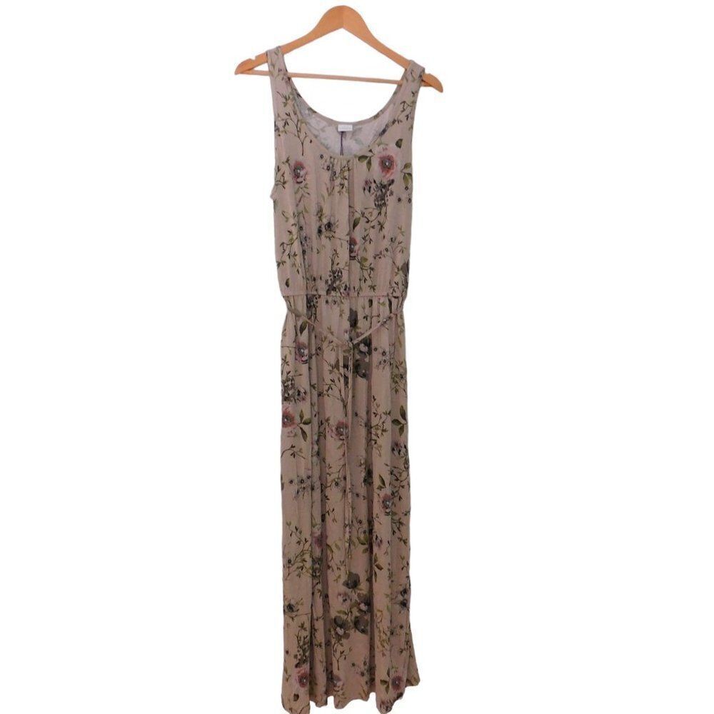 NEW Lascana Womens Maxi Dress Sleeveless Floral Beige Y2K Slip Dress Size‎ 10